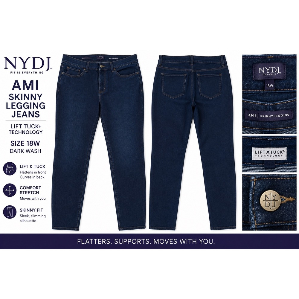 NYDJ Ami Skinny Legging Jeans 18W Dark Wash Lift Tuck Technology Stretch Plus